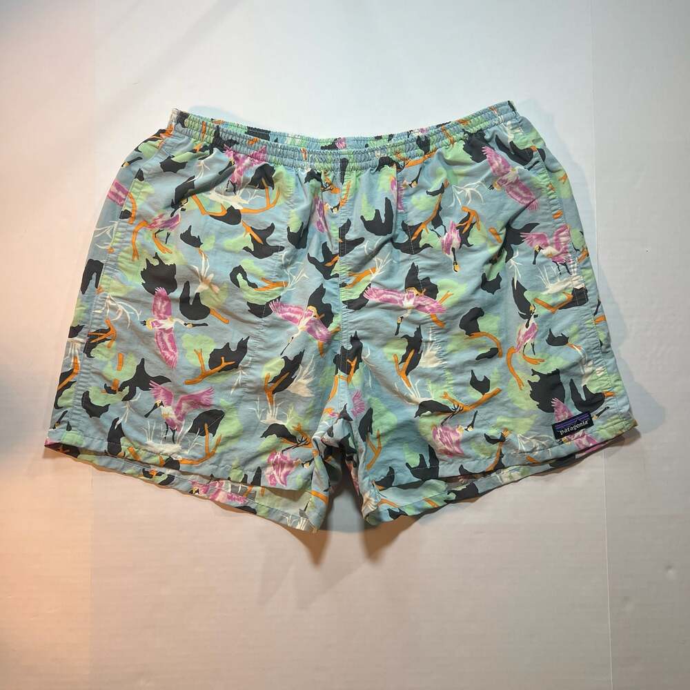Patagonia Baggies 5" Inseam Shorts Men's Large Roseate Spoonbill Bird Print